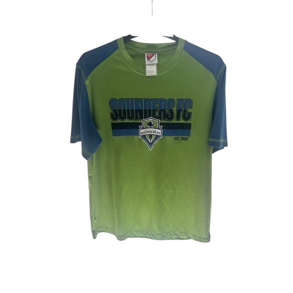 Seattle Sounders FC MLS Green & Blue Short Sleeve‎ T-Shirt – Men's Size L